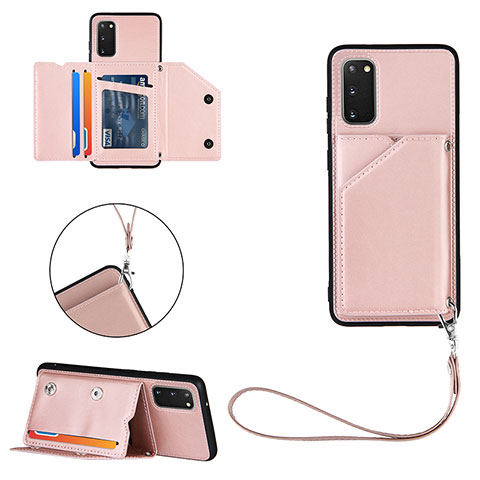 Custodia Lusso Pelle Cover Y03B per Samsung Galaxy S20 Oro Rosa