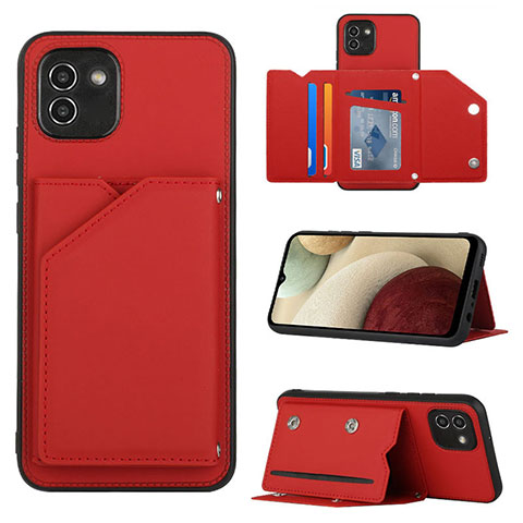 Custodia Lusso Pelle Cover Y04B per Samsung Galaxy A03 Rosso