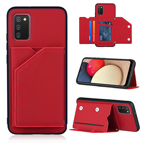 Custodia Lusso Pelle Cover Y04B per Samsung Galaxy A03s Rosso