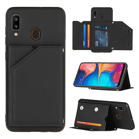 Custodia Lusso Pelle Cover Y04B per Samsung Galaxy A20 Nero