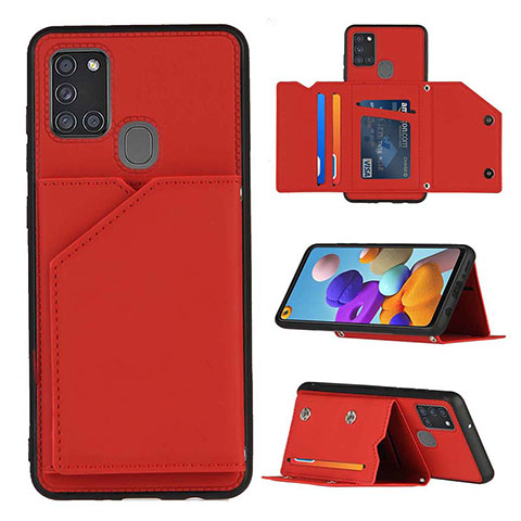 Custodia Lusso Pelle Cover Y04B per Samsung Galaxy A21s Rosso