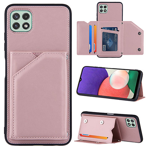 Custodia Lusso Pelle Cover Y04B per Samsung Galaxy A22 5G Oro Rosa