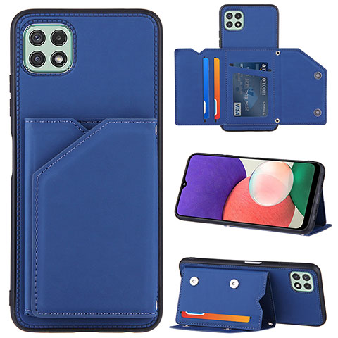 Custodia Lusso Pelle Cover Y04B per Samsung Galaxy A22s 5G Blu