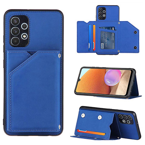 Custodia Lusso Pelle Cover Y04B per Samsung Galaxy A32 5G Blu