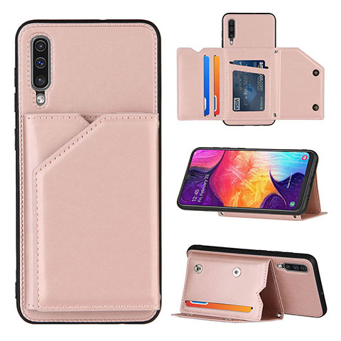 Custodia Lusso Pelle Cover Y04B per Samsung Galaxy A50S Oro Rosa