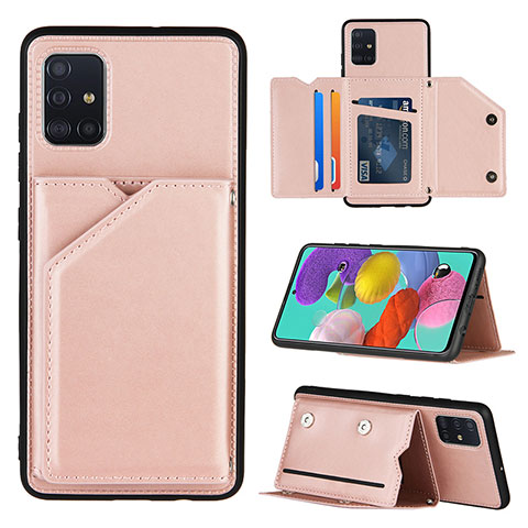 Custodia Lusso Pelle Cover Y04B per Samsung Galaxy A51 4G Oro Rosa