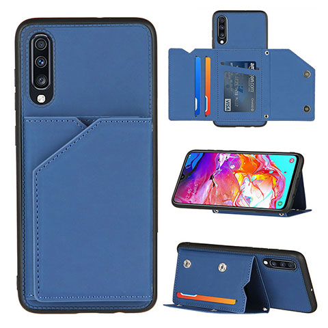 Custodia Lusso Pelle Cover Y04B per Samsung Galaxy A70 Blu