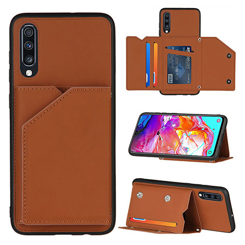 Custodia Lusso Pelle Cover Y04B per Samsung Galaxy A70 Marrone