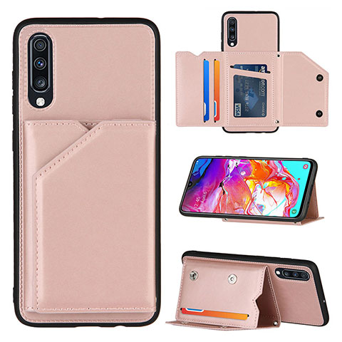 Custodia Lusso Pelle Cover Y04B per Samsung Galaxy A70S Oro Rosa