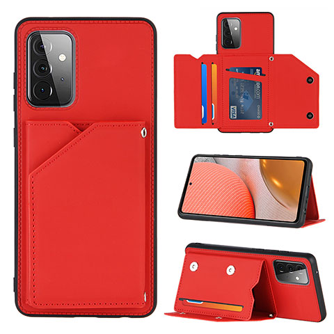 Custodia Lusso Pelle Cover Y04B per Samsung Galaxy A72 4G Rosso