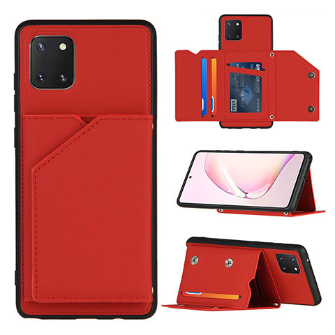 Custodia Lusso Pelle Cover Y04B per Samsung Galaxy A81 Rosso