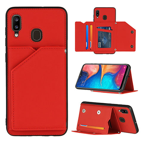 Custodia Lusso Pelle Cover Y04B per Samsung Galaxy M10S Rosso