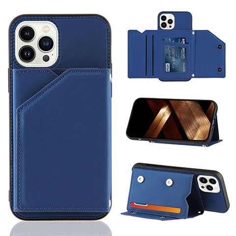 Custodia Lusso Pelle Cover Y05B per Apple iPhone 13 Pro Blu