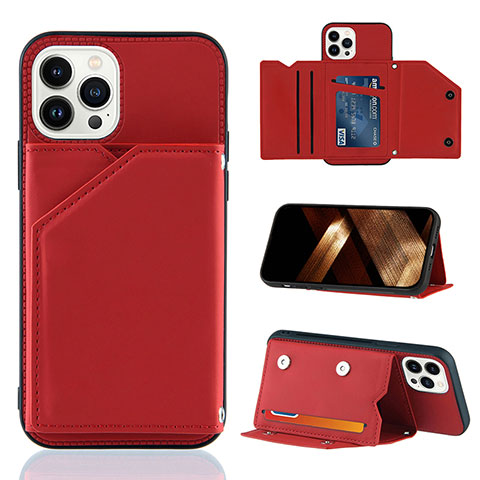 Custodia Lusso Pelle Cover Y05B per Apple iPhone 13 Pro Rosso