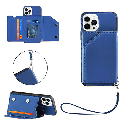 Custodia Lusso Pelle Cover Y06B per Apple iPhone 13 Pro Blu