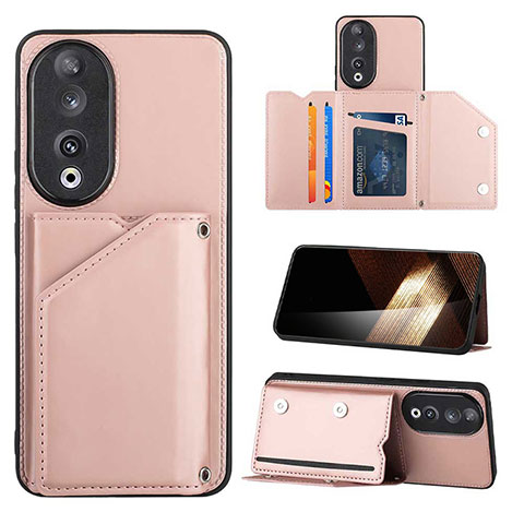 Custodia Lusso Pelle Cover YB1 per Huawei Honor 90 5G Oro Rosa