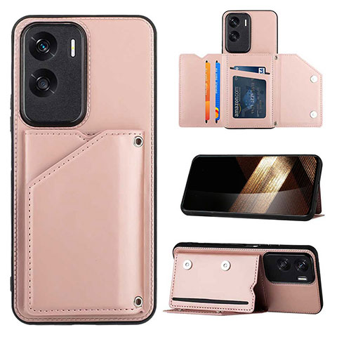 Custodia Lusso Pelle Cover YB1 per Huawei Honor 90 Lite 5G Oro Rosa