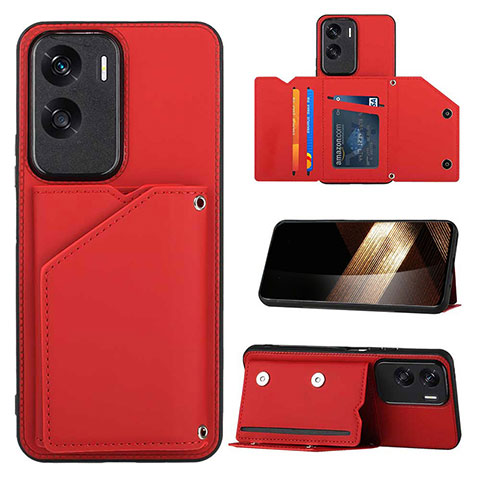 Custodia Lusso Pelle Cover YB1 per Huawei Honor 90 Lite 5G Rosso