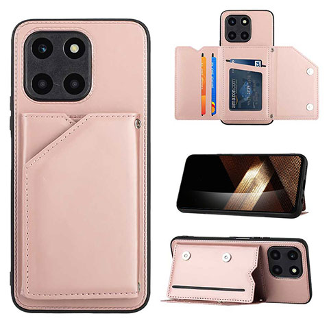 Custodia Lusso Pelle Cover YB1 per Huawei Honor X6a Oro Rosa