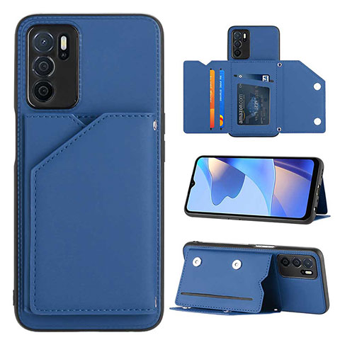 Custodia Lusso Pelle Cover YB1 per Oppo A16 Blu