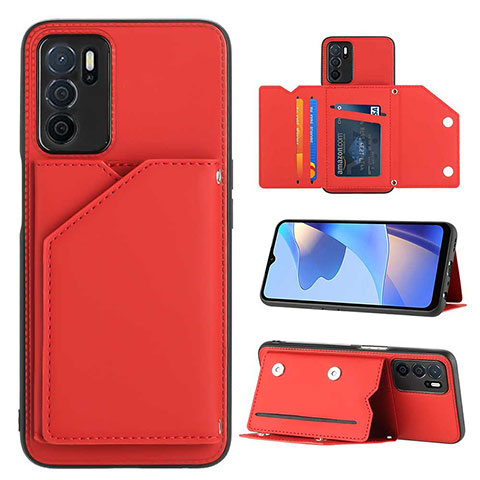 Custodia Lusso Pelle Cover YB1 per Oppo A16s Rosso