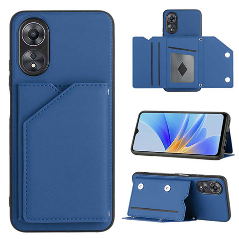 Custodia Lusso Pelle Cover YB1 per Oppo A17 Blu