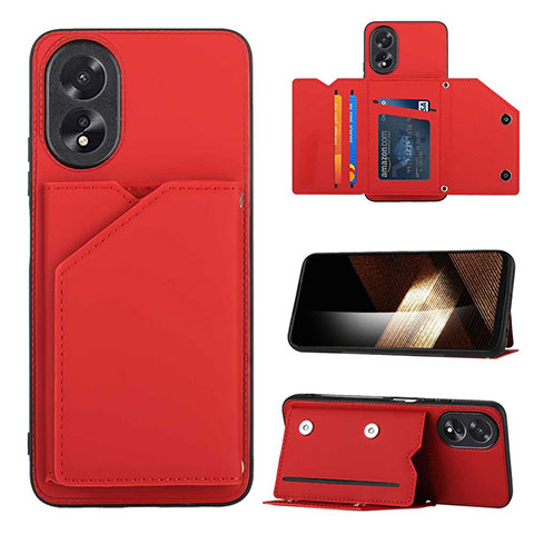 Custodia Lusso Pelle Cover YB1 per Oppo A18 Rosso