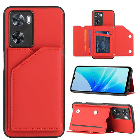 Custodia Lusso Pelle Cover YB1 per Oppo A77s Rosso