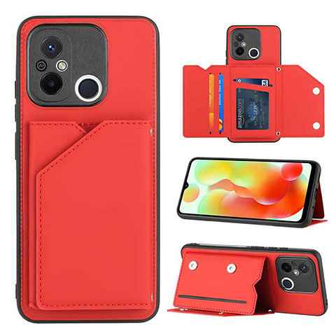 Custodia Lusso Pelle Cover YB1 per Xiaomi Poco C55 Rosso