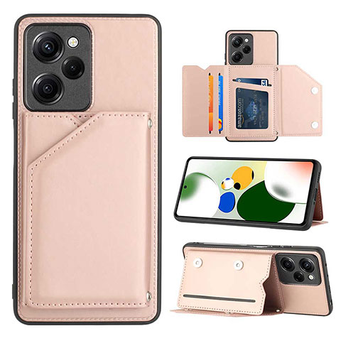 Custodia Lusso Pelle Cover YB1 per Xiaomi Poco X5 Pro 5G Oro Rosa