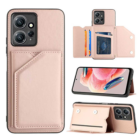 Custodia Lusso Pelle Cover YB1 per Xiaomi Redmi Note 12 4G Oro Rosa