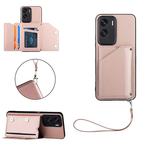 Custodia Lusso Pelle Cover YB2 per Huawei Honor 90 Lite 5G Oro Rosa