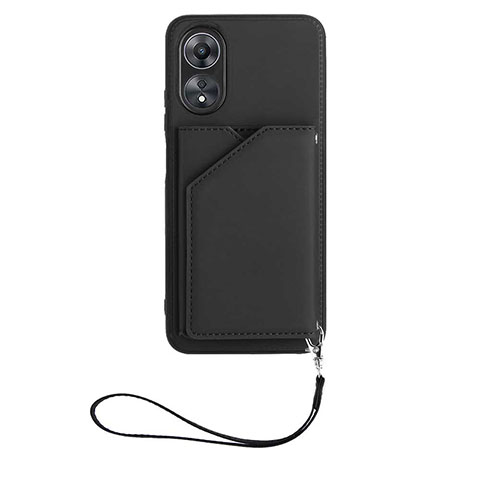 Custodia Lusso Pelle Cover YB2 per Oppo A17 Nero