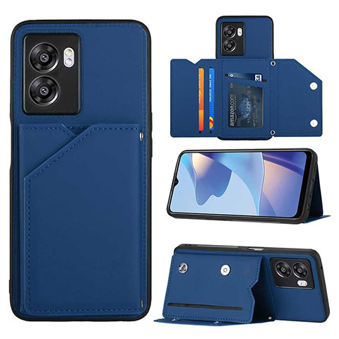 Custodia Lusso Pelle Cover YB2 per Oppo A57 5G Blu