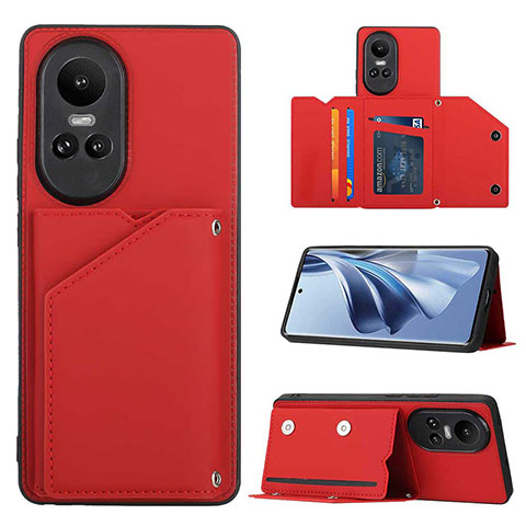 Custodia Lusso Pelle Cover YB2 per Oppo Reno10 5G Rosso