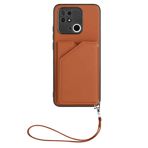 Custodia Lusso Pelle Cover YB2 per Xiaomi Redmi 10 India Marrone