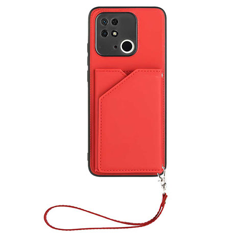Custodia Lusso Pelle Cover YB2 per Xiaomi Redmi 10 India Rosso