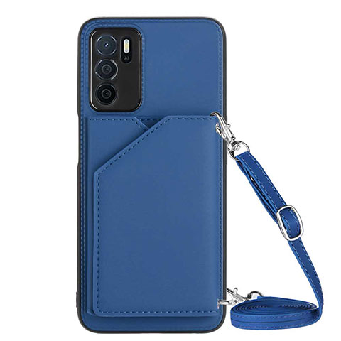 Custodia Lusso Pelle Cover YB3 per Oppo A16 Blu