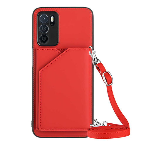 Custodia Lusso Pelle Cover YB3 per Oppo A16 Rosso