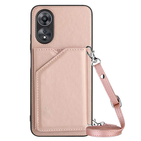 Custodia Lusso Pelle Cover YB3 per Oppo A58 5G Oro Rosa