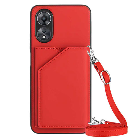 Custodia Lusso Pelle Cover YB3 per Oppo A58 5G Rosso