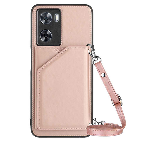 Custodia Lusso Pelle Cover YB3 per Oppo A77 4G Oro Rosa