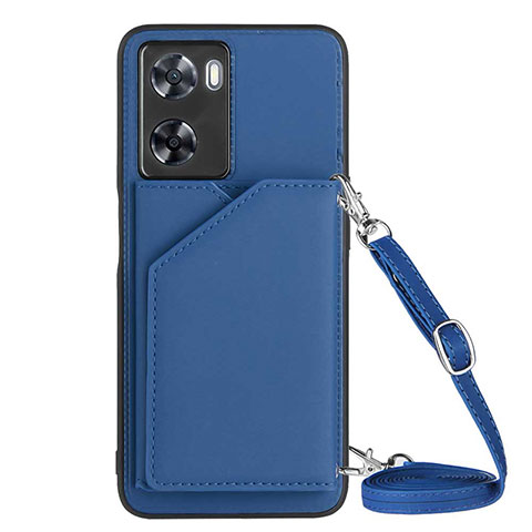 Custodia Lusso Pelle Cover YB3 per Oppo A77s Blu