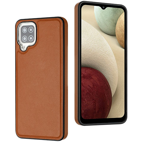 Custodia Lusso Pelle Cover YB3 per Samsung Galaxy A12 Marrone