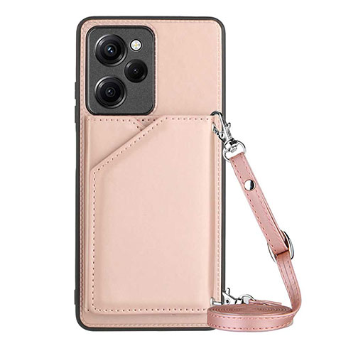 Custodia Lusso Pelle Cover YB3 per Xiaomi Poco X5 Pro 5G Oro Rosa