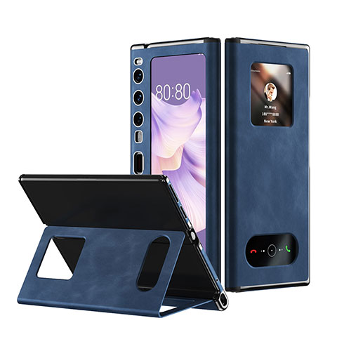 Custodia Lusso Pelle e Plastica Opaca Cover AC2 per Huawei Mate Xs 2 Blu