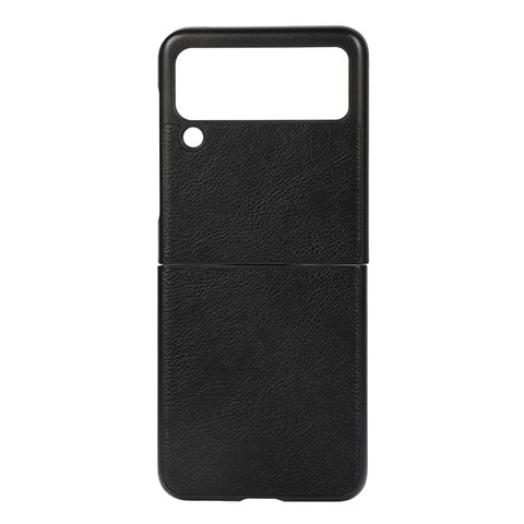 Custodia Lusso Pelle e Plastica Opaca Cover B01 per Samsung Galaxy Z Flip3 5G Nero