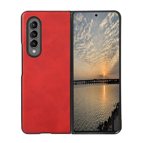 Custodia Lusso Pelle e Plastica Opaca Cover B01 per Samsung Galaxy Z Fold3 5G Rosso