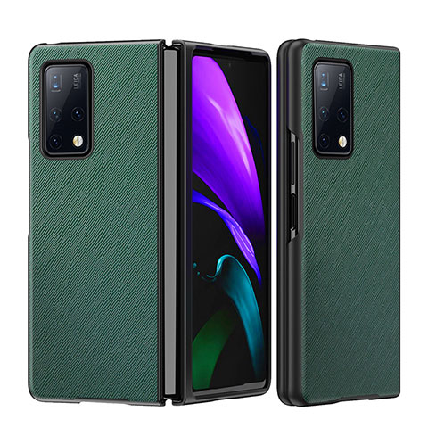 Custodia Lusso Pelle e Plastica Opaca Cover B01H per Huawei Mate X2 Verde