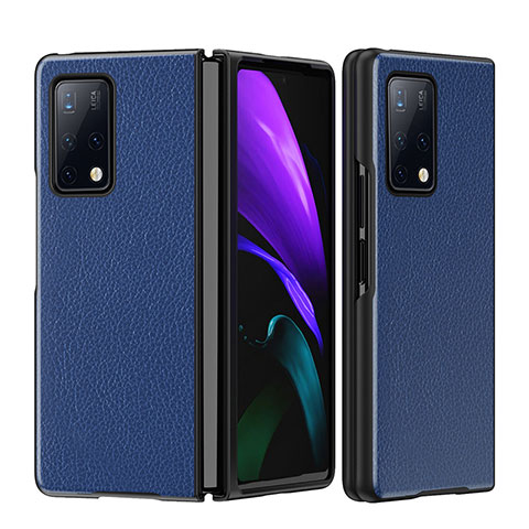 Custodia Lusso Pelle e Plastica Opaca Cover B02H per Huawei Mate X2 Blu